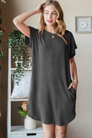 Heimish Ribbed Round Neck Short Sleeve Tee Dress