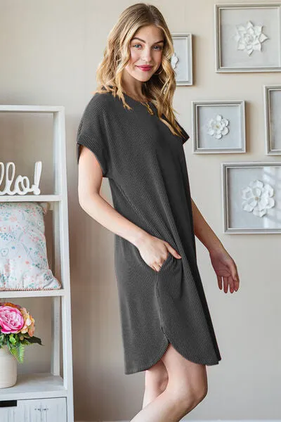 Heimish Ribbed Round Neck Short Sleeve Tee Dress