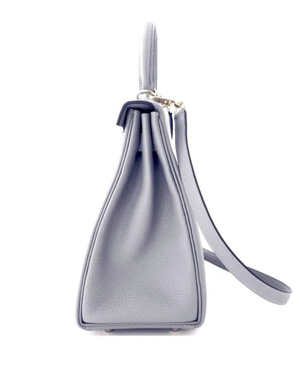 Hermes Gris Mouette New Grey 28cm Togo Kelly Bag Gold Hardware Superb
