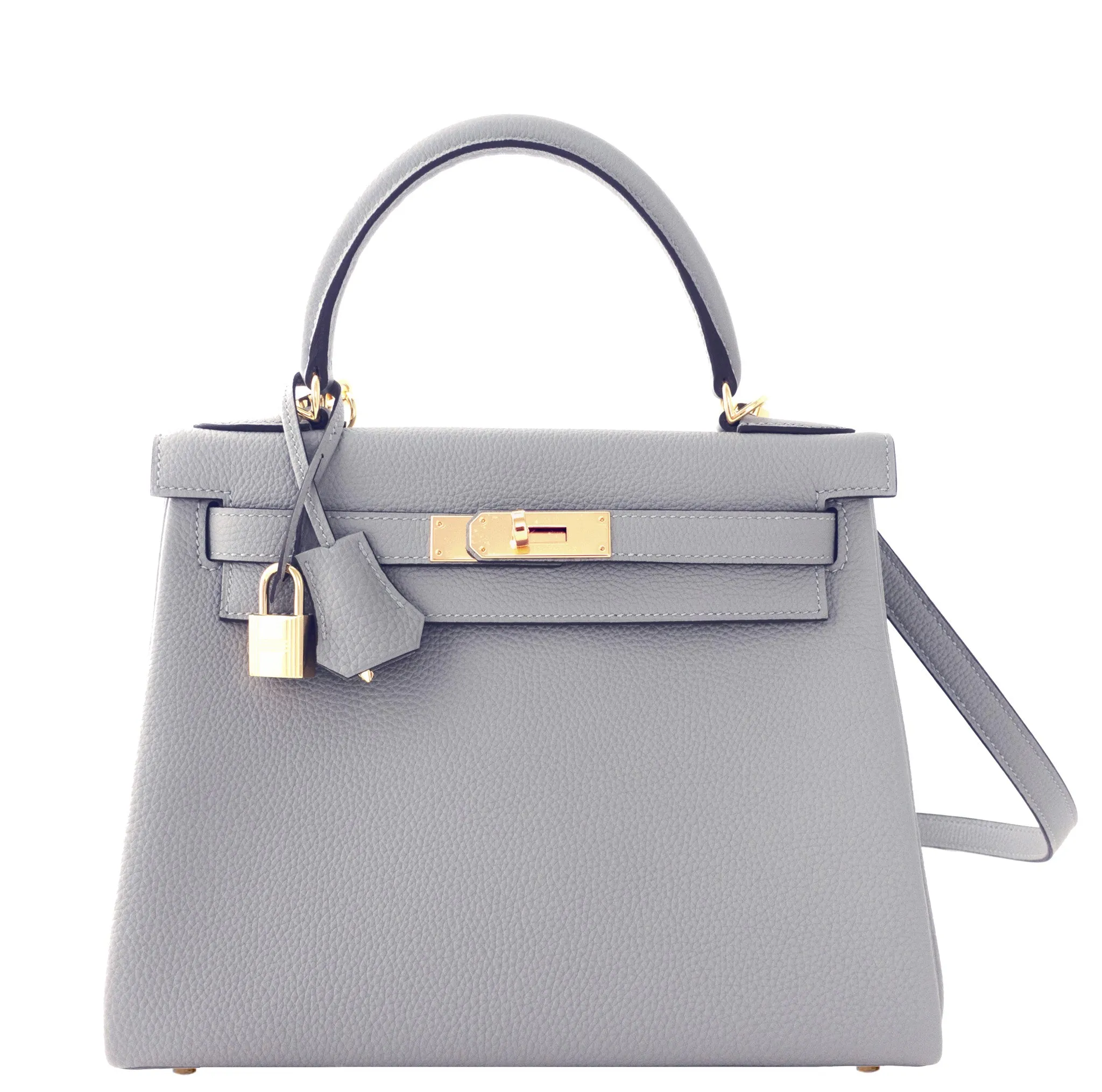 Hermes Gris Mouette New Grey 28cm Togo Kelly Bag Gold Hardware Superb