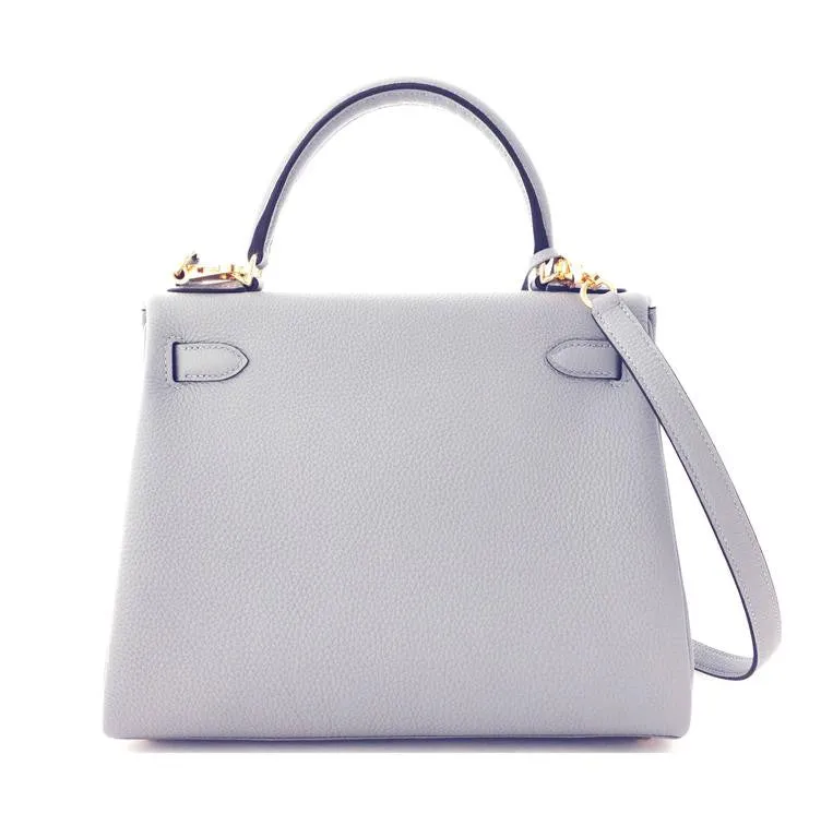 Hermes Gris Mouette New Grey 28cm Togo Kelly Bag Gold Hardware Superb