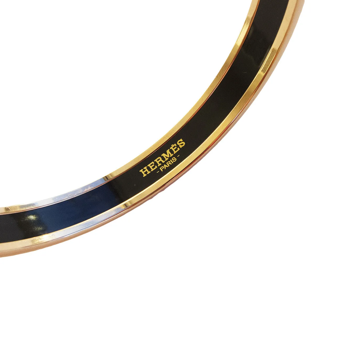 Hermes Rose Gold Printed Enamel Bangle Bracelet 70mm GM Equestrian