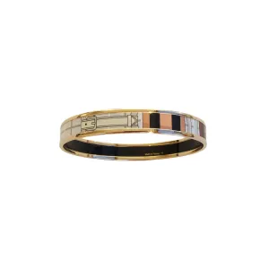 Hermes Rose Gold Printed Enamel Bangle Bracelet 70mm GM Equestrian