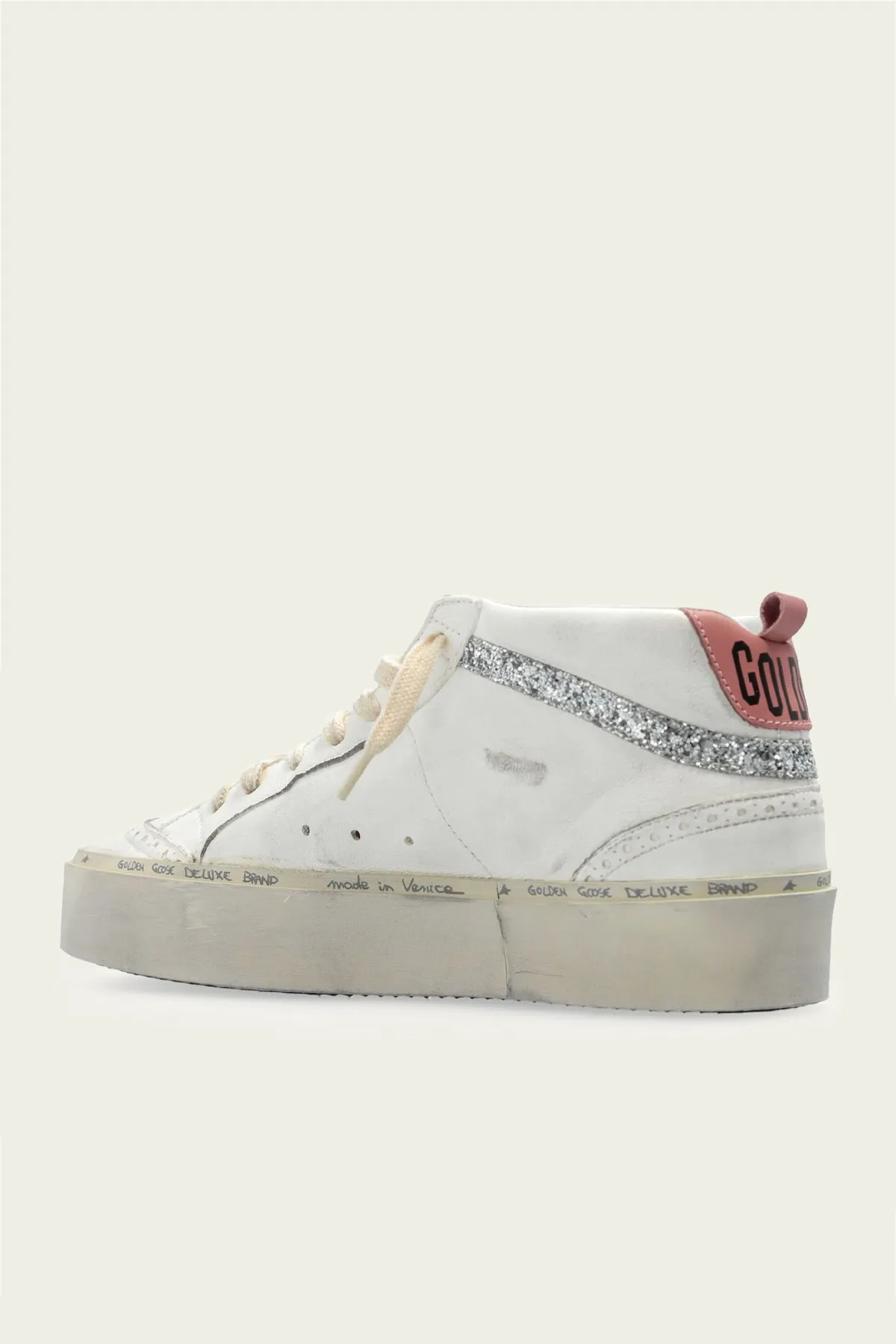 Hi-Mid-Star White Ash Rose Heel Leather Sneaker