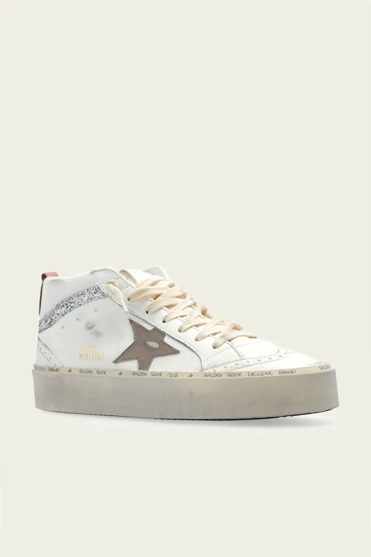 Hi-Mid-Star White Ash Rose Heel Leather Sneaker
