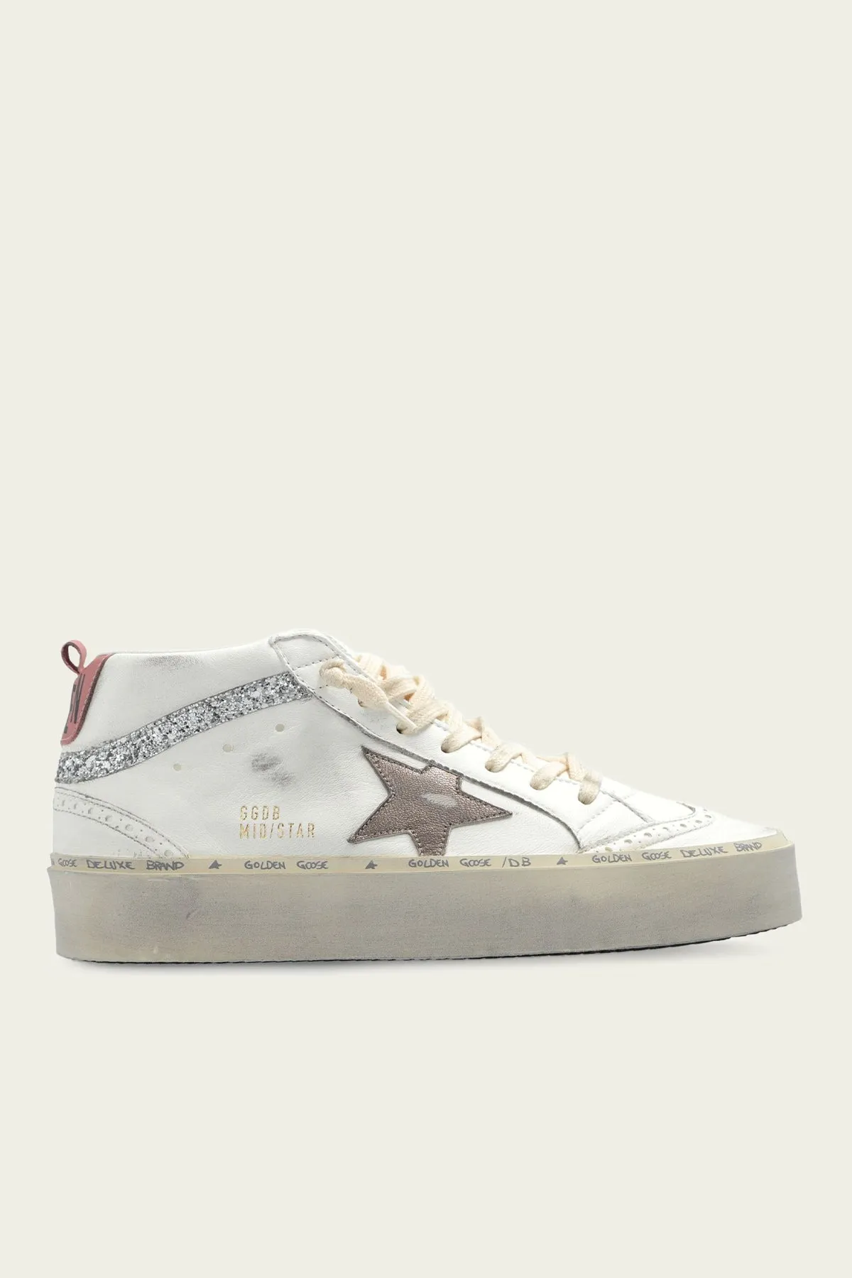 Hi-Mid-Star White Ash Rose Heel Leather Sneaker
