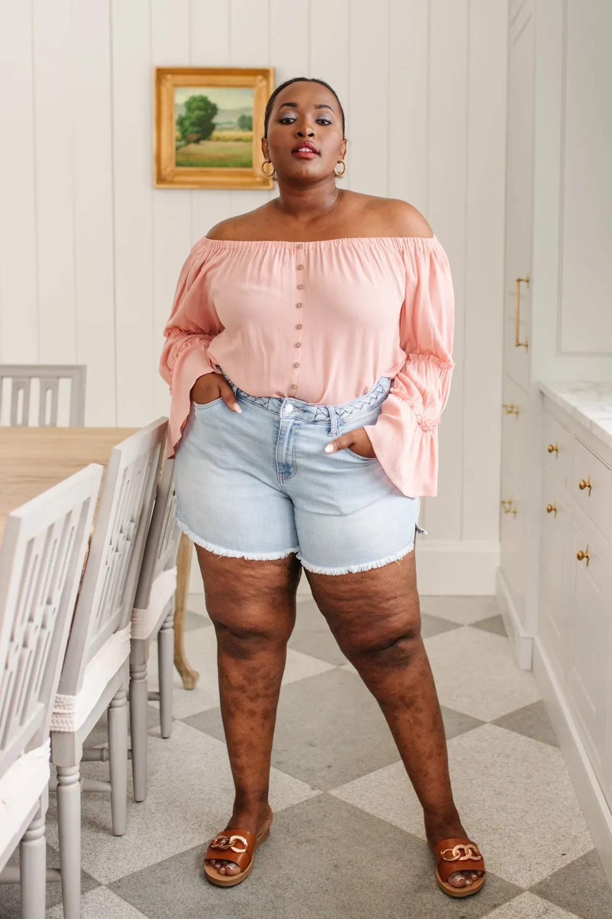 Hi-Waist Braided Waistband Shorts