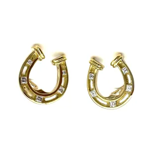 Horseshoe Earrings, Diamonds in 18k Gold