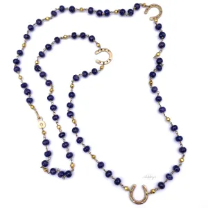 Horseshoe Necklace, Blue Sapphire & 14k gold