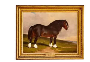 James William Cole (English, act.1849-1889) "Staunton Hero", Shire stud horse, Oil on Canvas