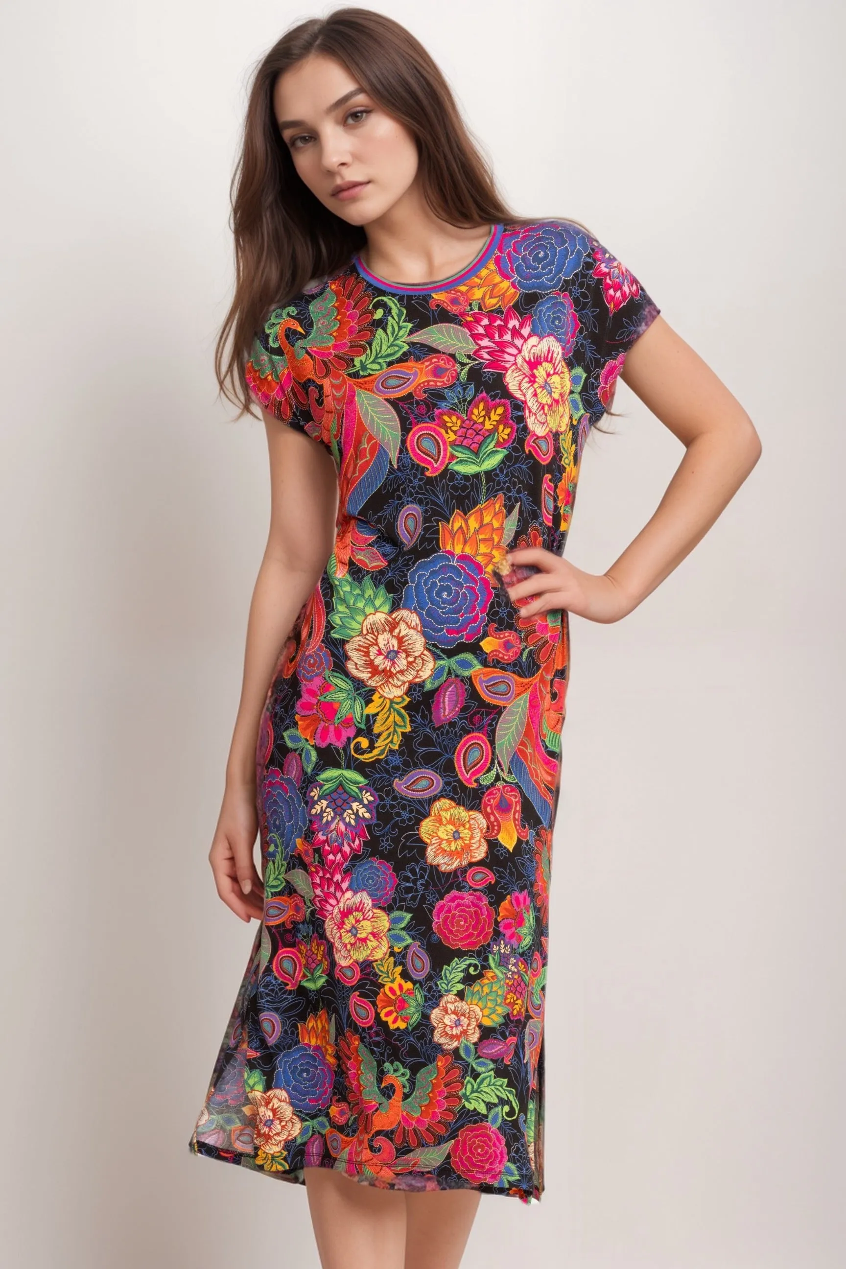 Johnny Was JWLA The Janie Favorite Relaxed Knit Midi Dress T36924