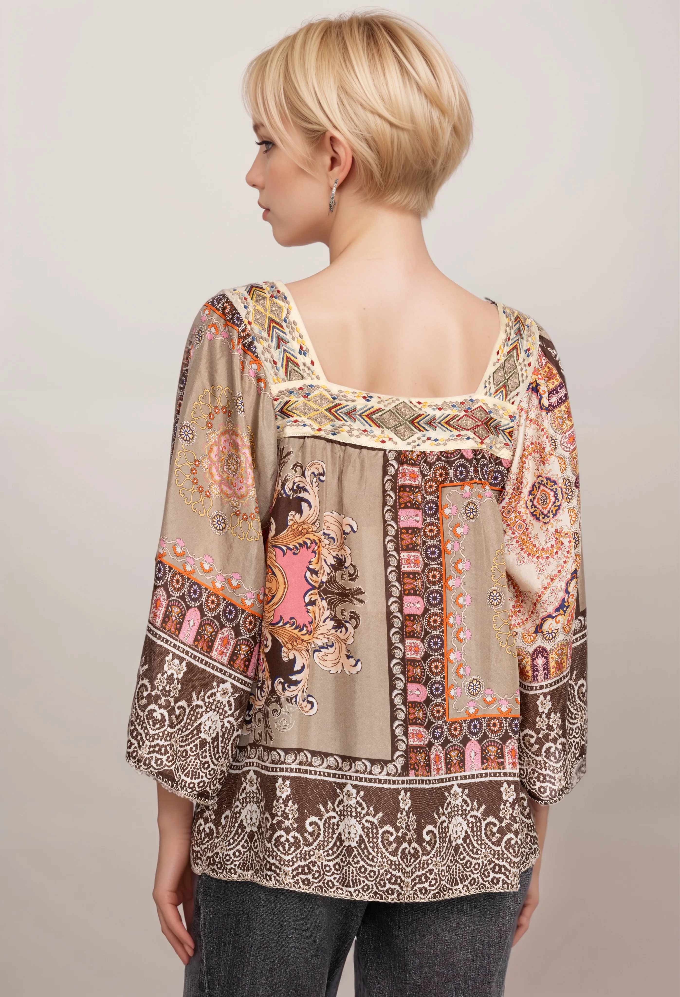 Johnny Was Square Neckline Flora Lace Blouse C16223