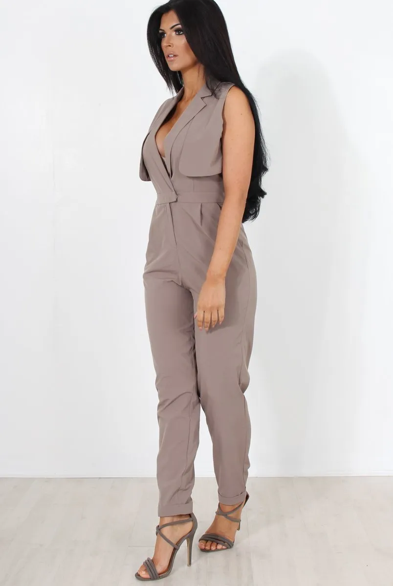 Khloe Grey V Front Jumpsuit