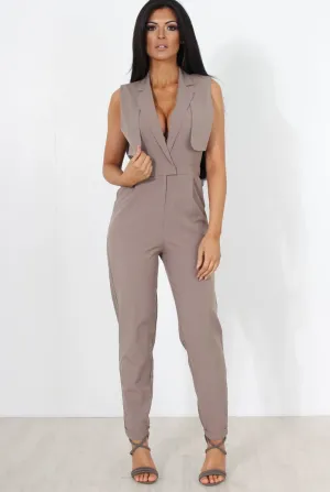 Khloe Grey V Front Jumpsuit