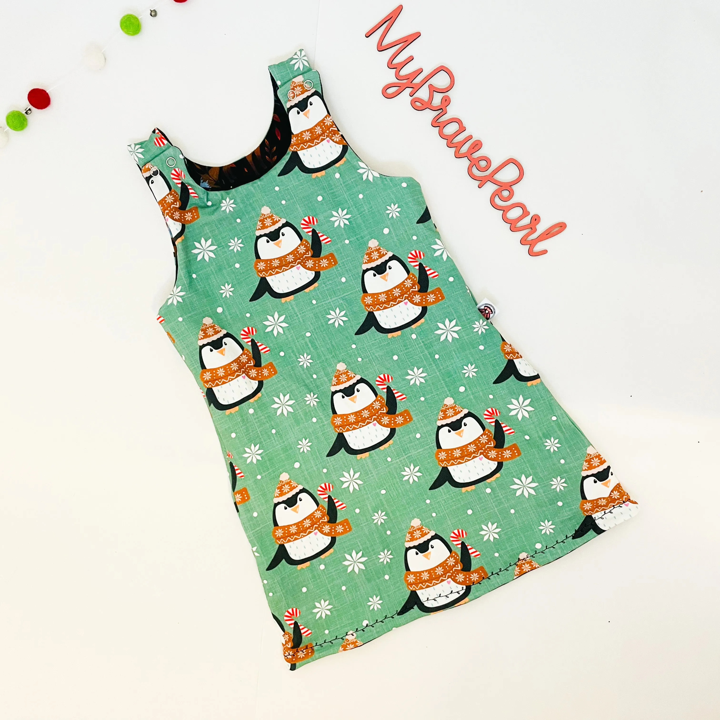 Kids Christmas Reversible Romper Dress