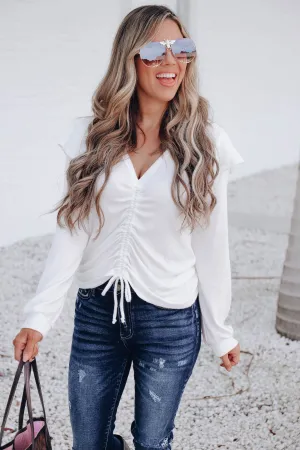 Landyn Ruched Drawstring Sweater - Ivory