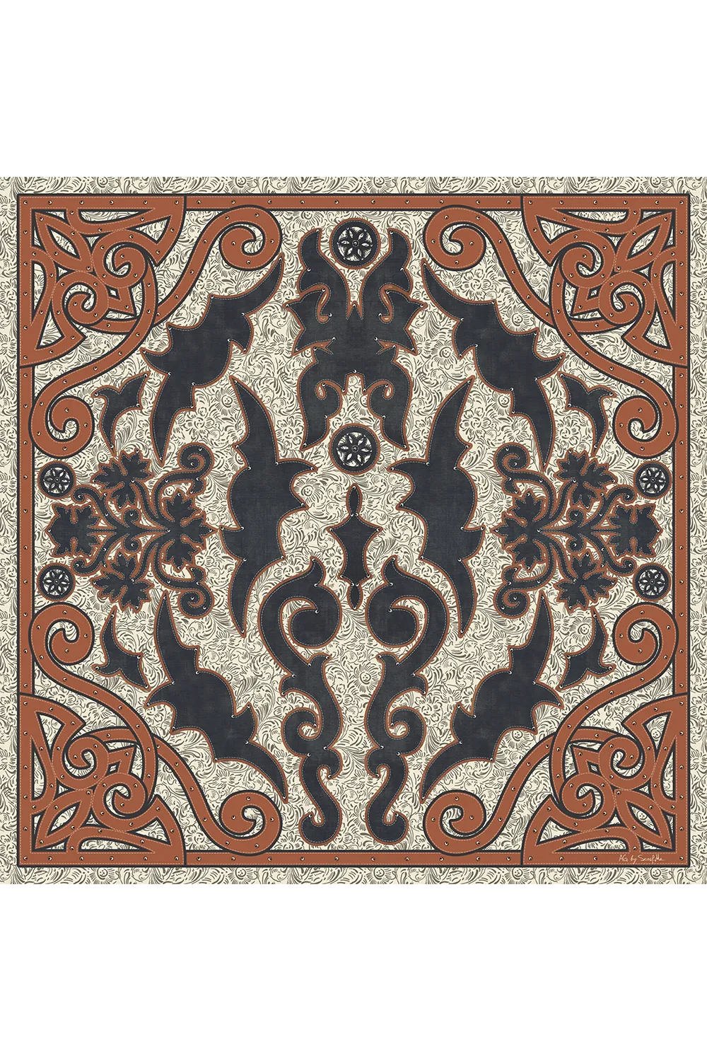 Lenço Chaps Western em cetim de poliéster | 90x90cm