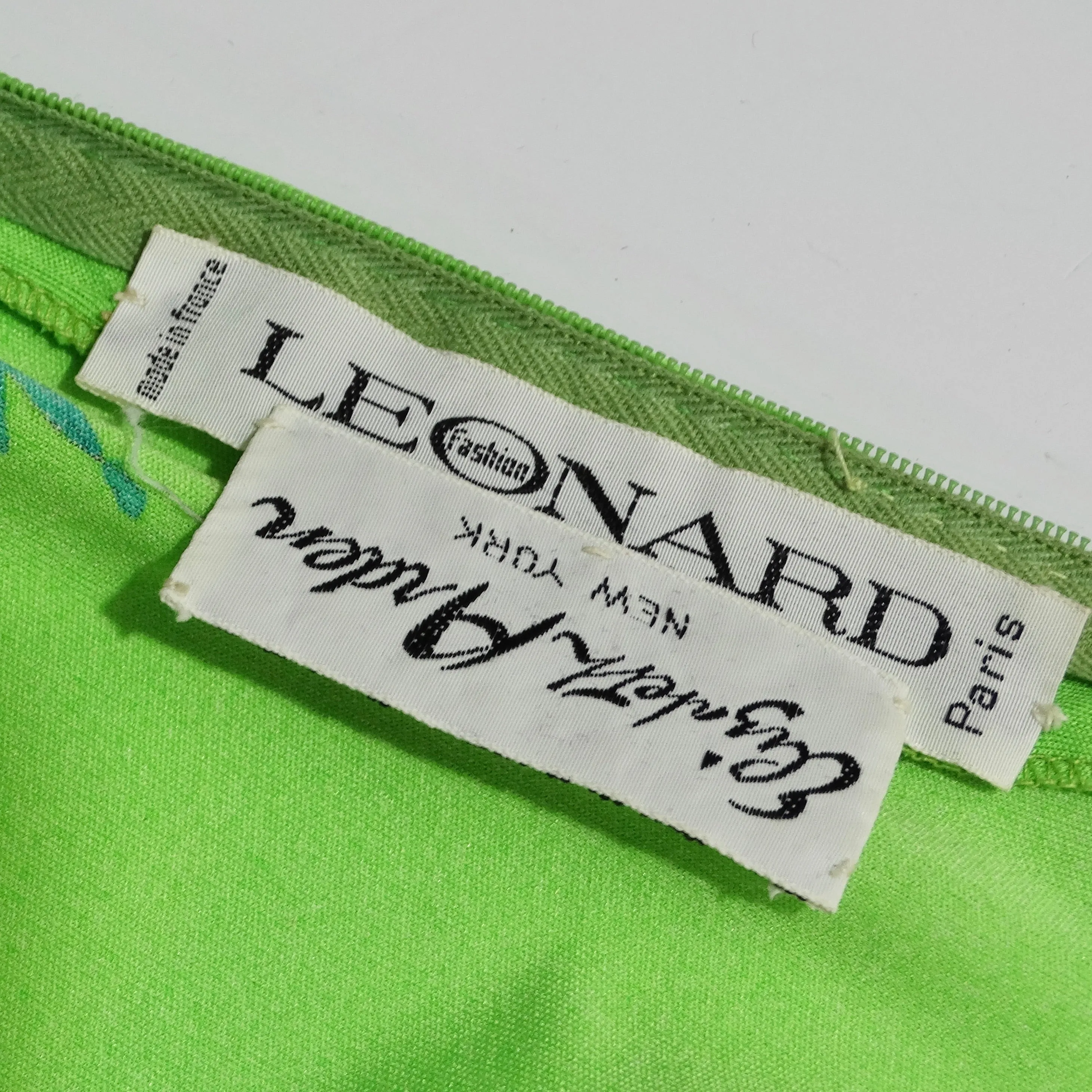 Leonard 1960s Green Floral Silk Dress