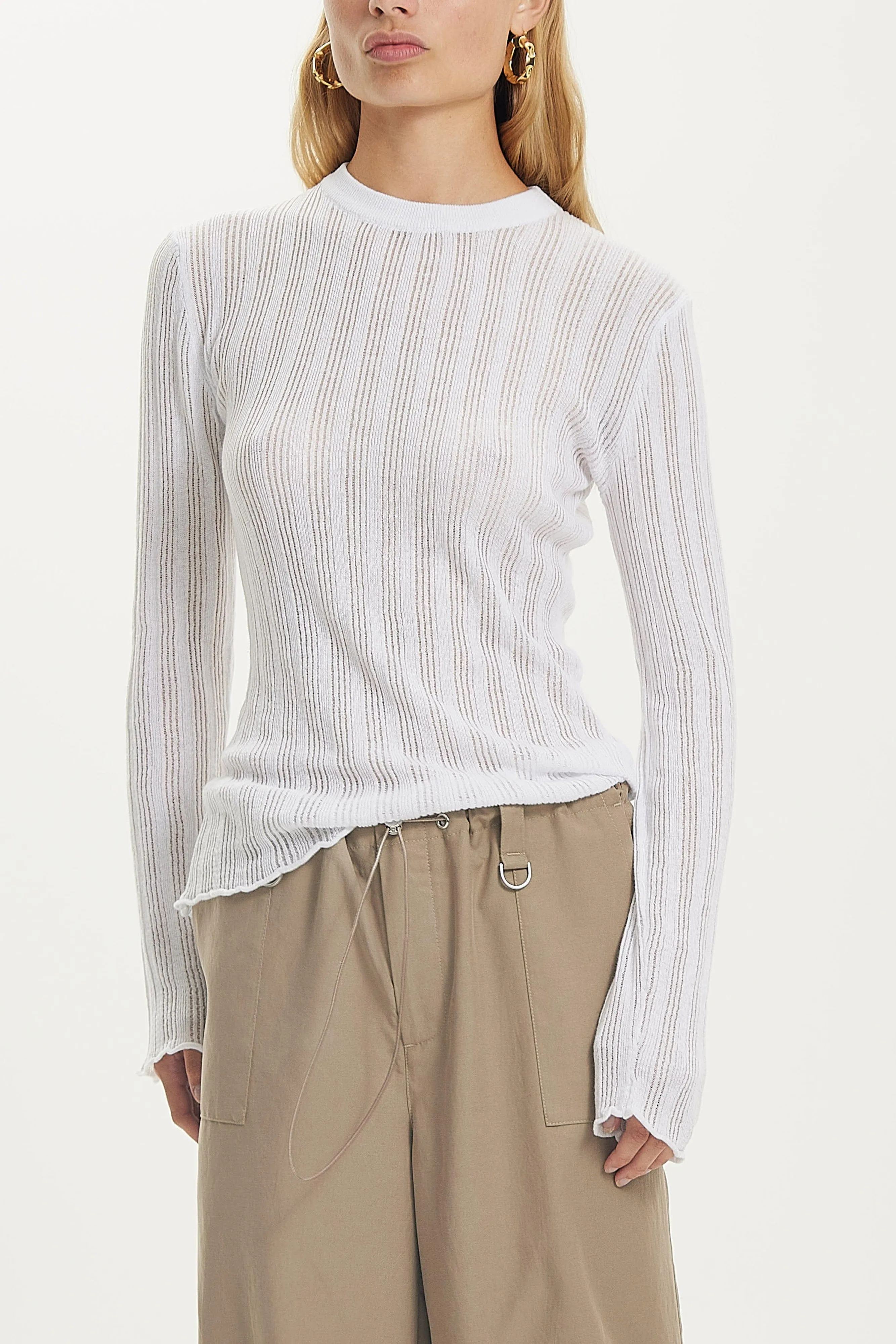 LINE UP KNIT CREW | OFF WHITE