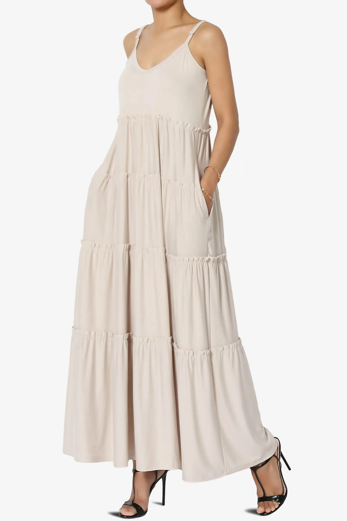 Livvy V-Neck Tiered Cami Maxi Dress