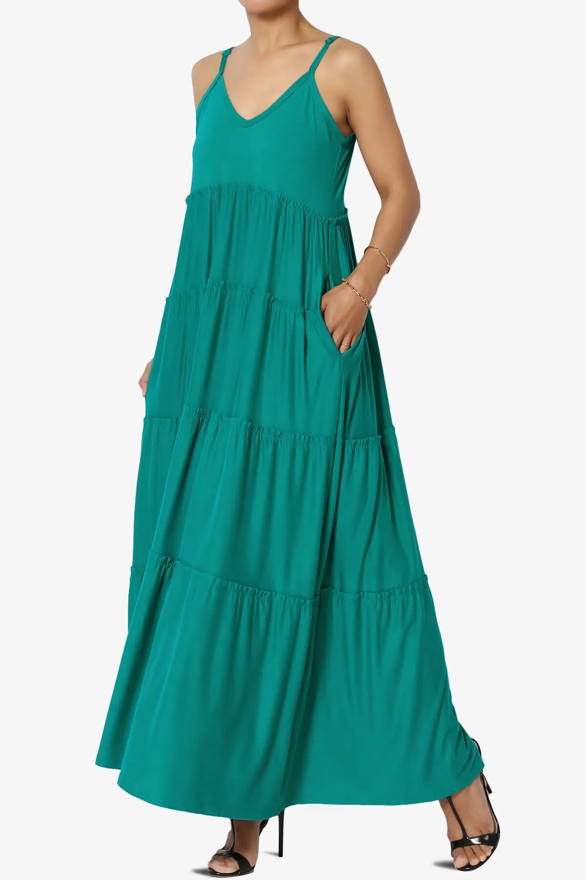 Livvy V-Neck Tiered Cami Maxi Dress
