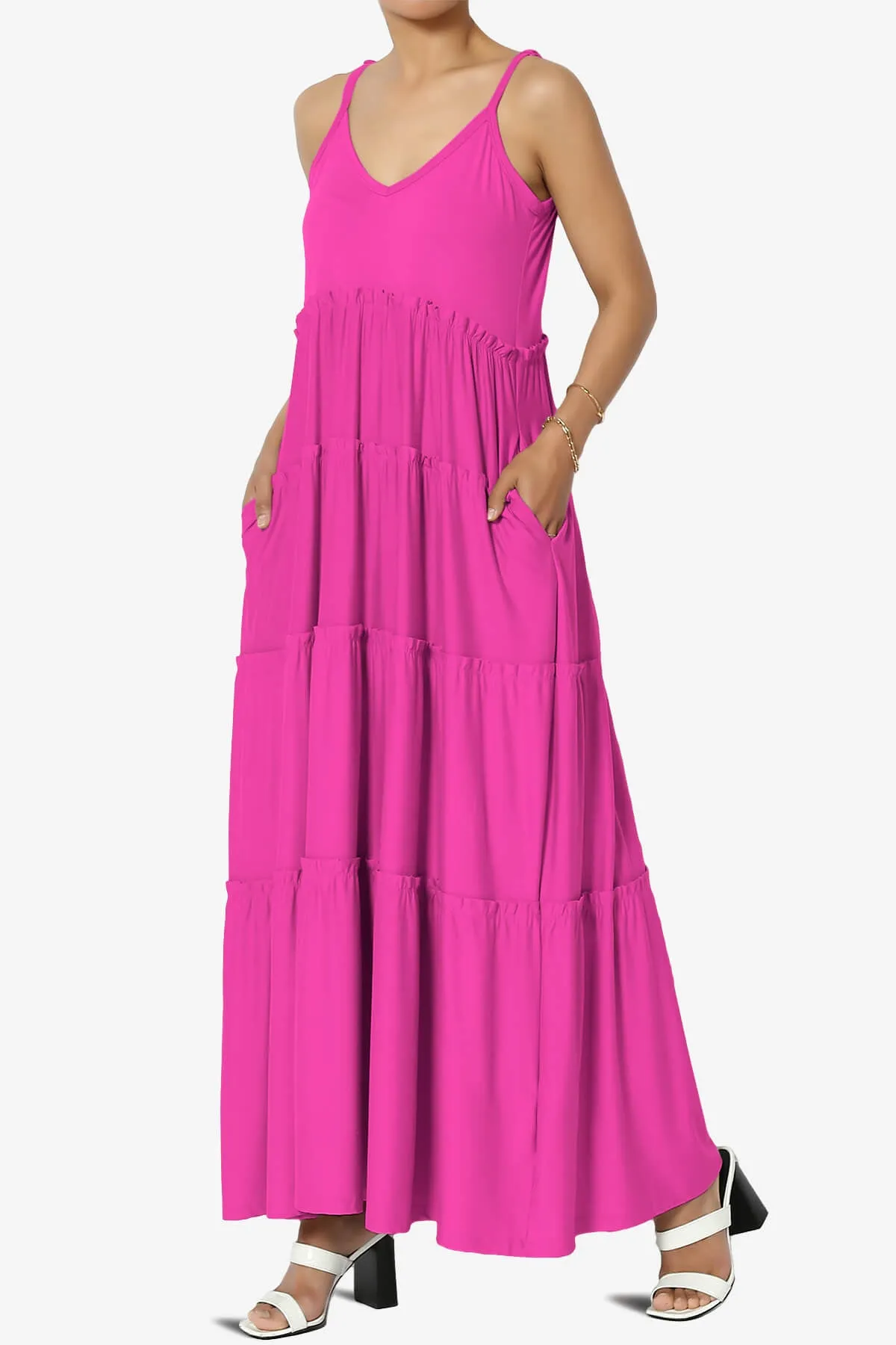 Livvy V-Neck Tiered Cami Maxi Dress