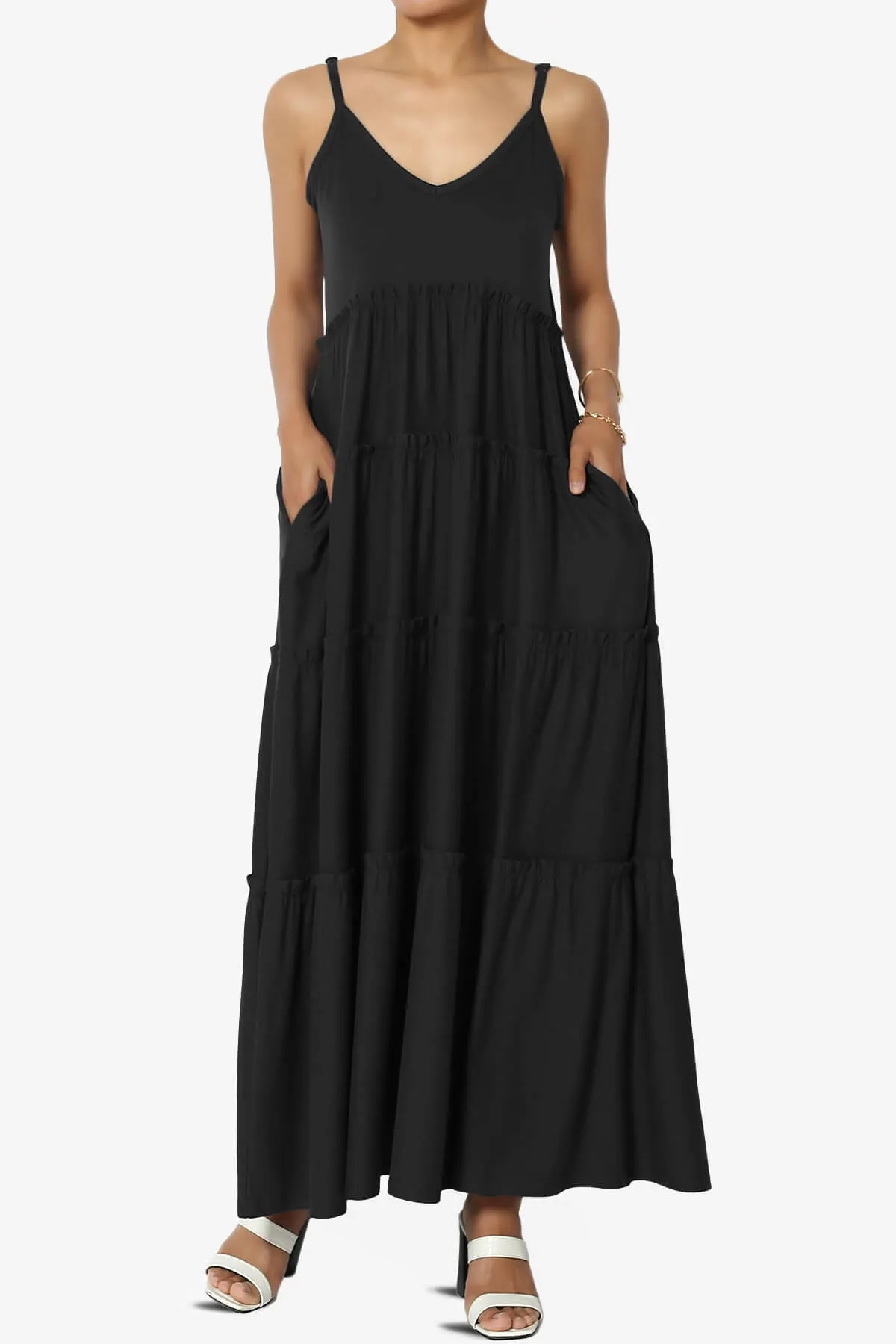Livvy V-Neck Tiered Cami Maxi Dress