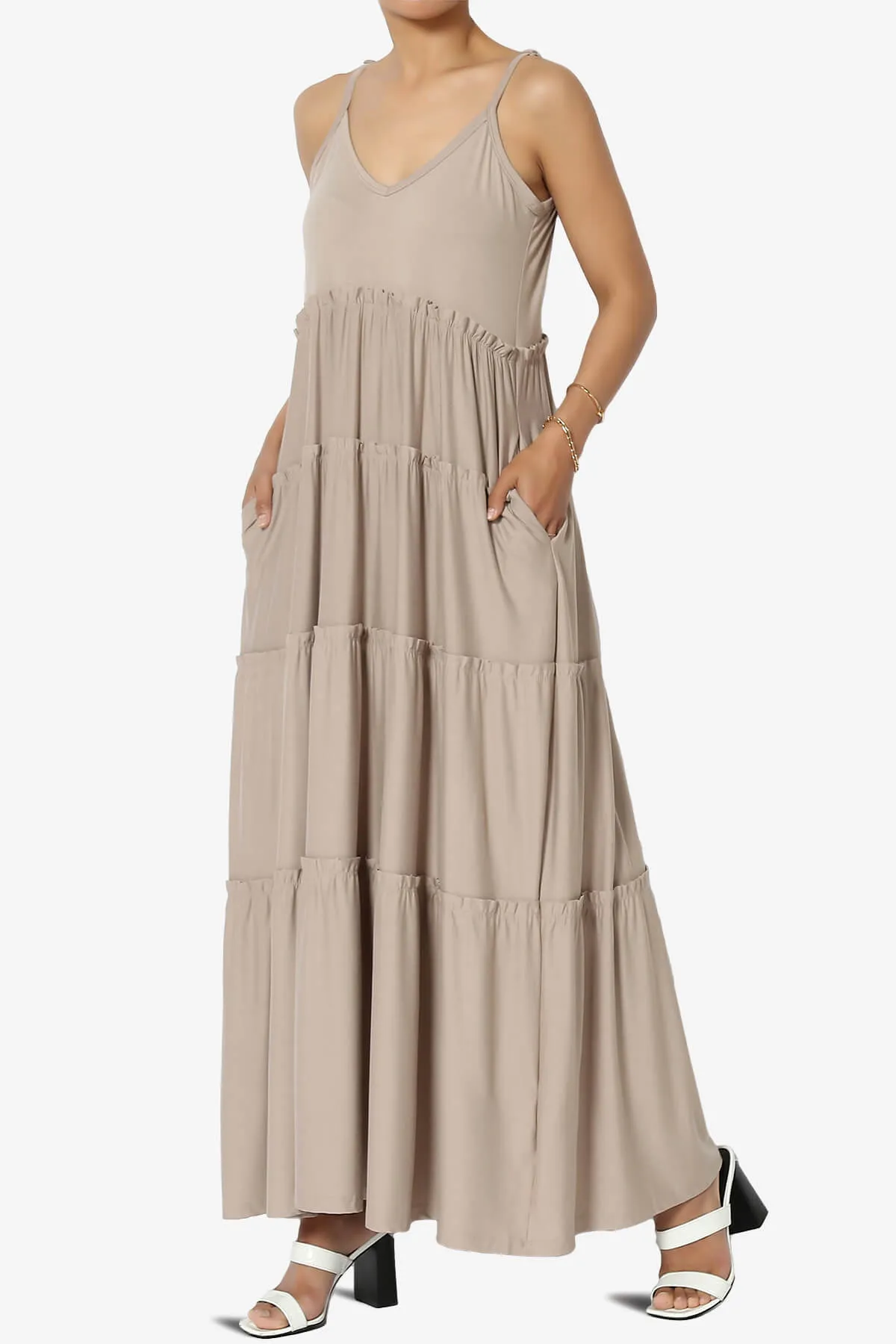 Livvy V-Neck Tiered Cami Maxi Dress