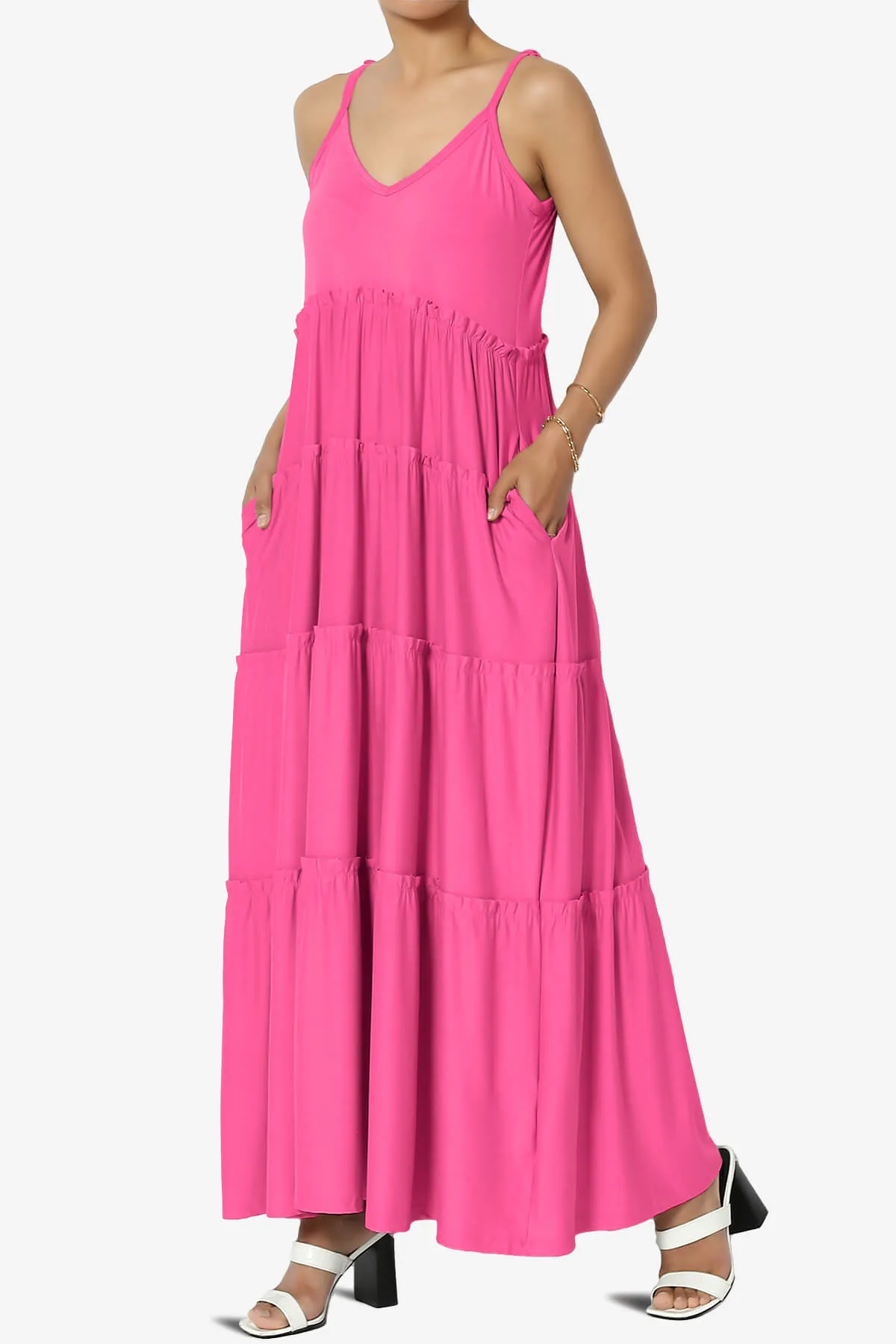 Livvy V-Neck Tiered Cami Maxi Dress