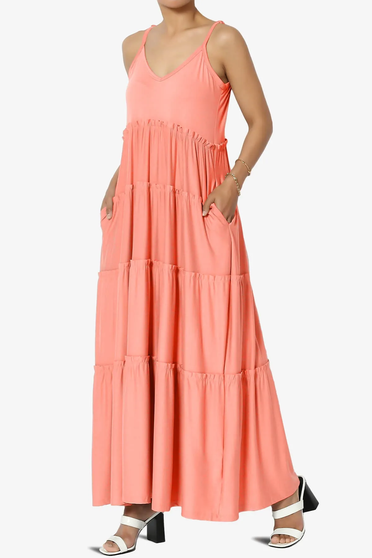 Livvy V-Neck Tiered Cami Maxi Dress