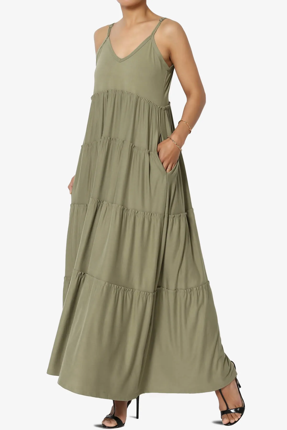 Livvy V-Neck Tiered Cami Maxi Dress