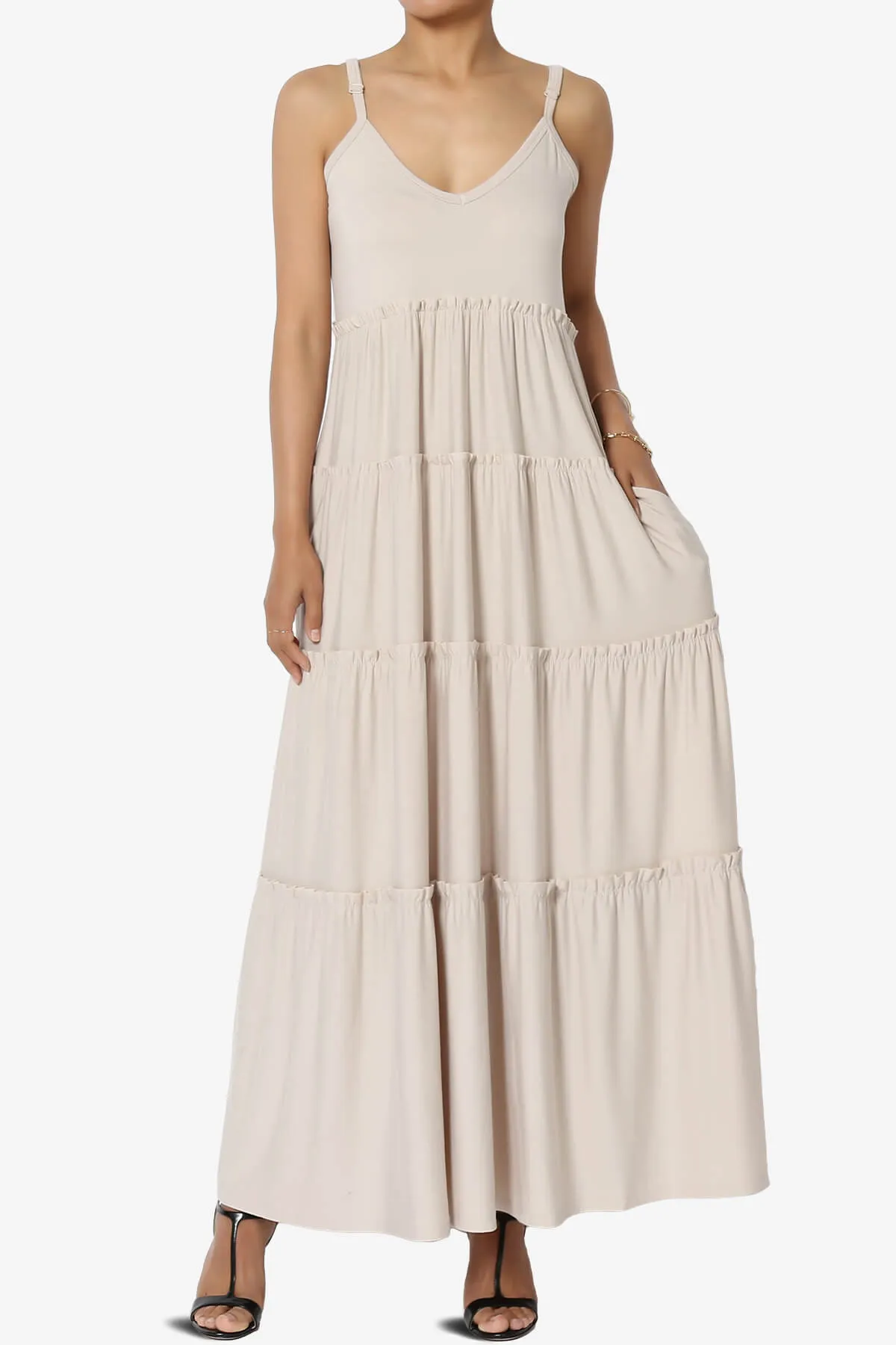 Livvy V-Neck Tiered Cami Maxi Dress