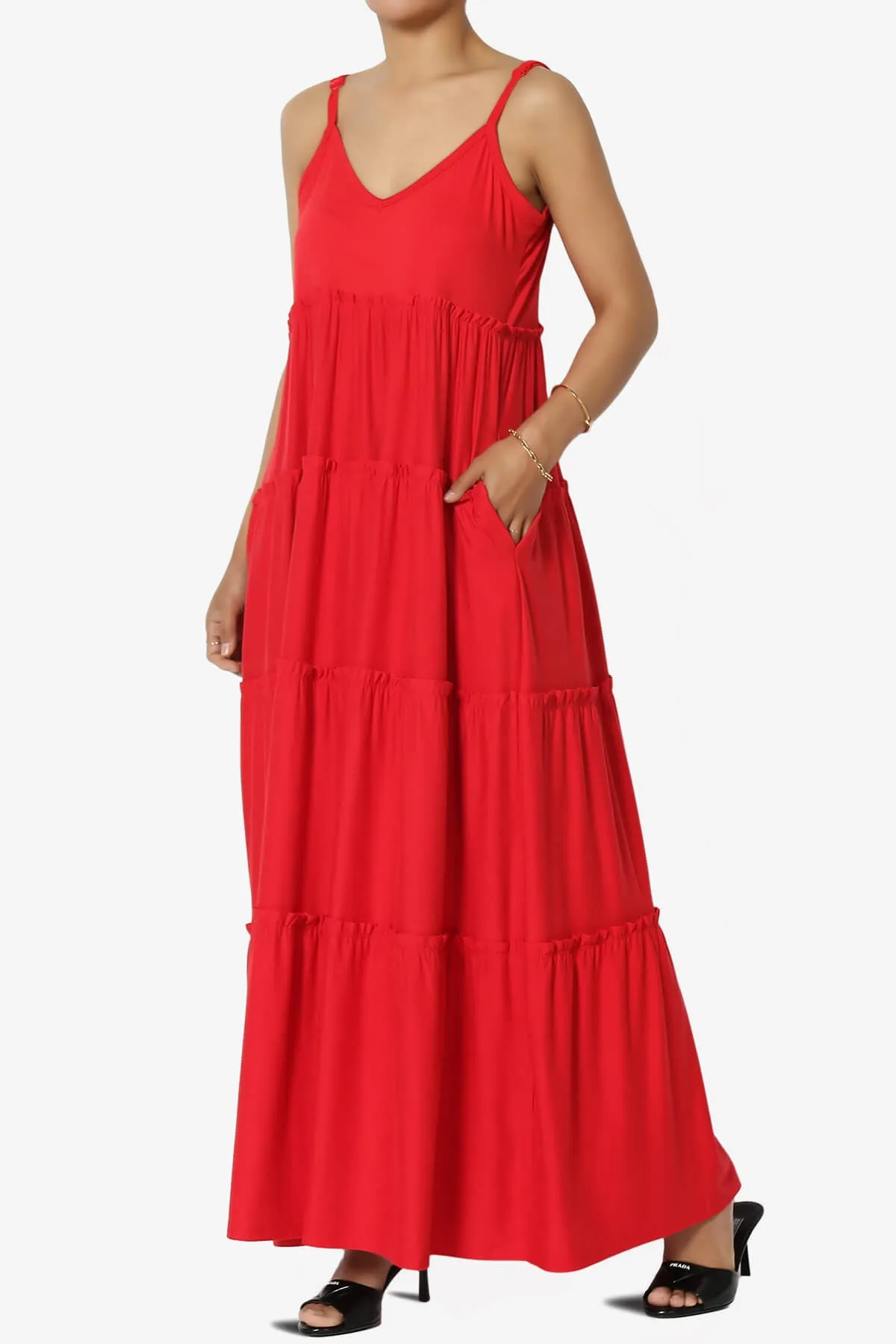 Livvy V-Neck Tiered Cami Maxi Dress