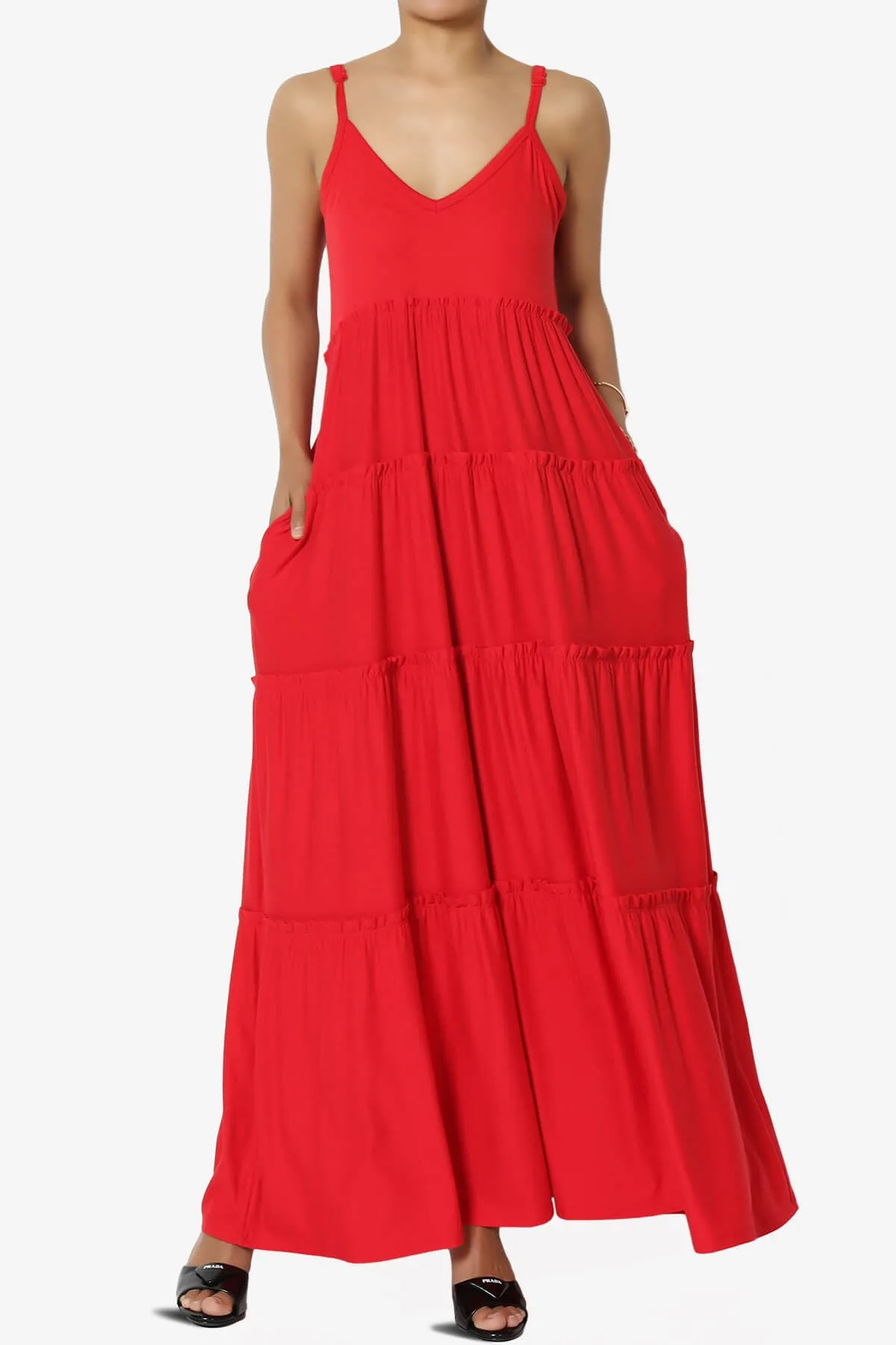 Livvy V-Neck Tiered Cami Maxi Dress
