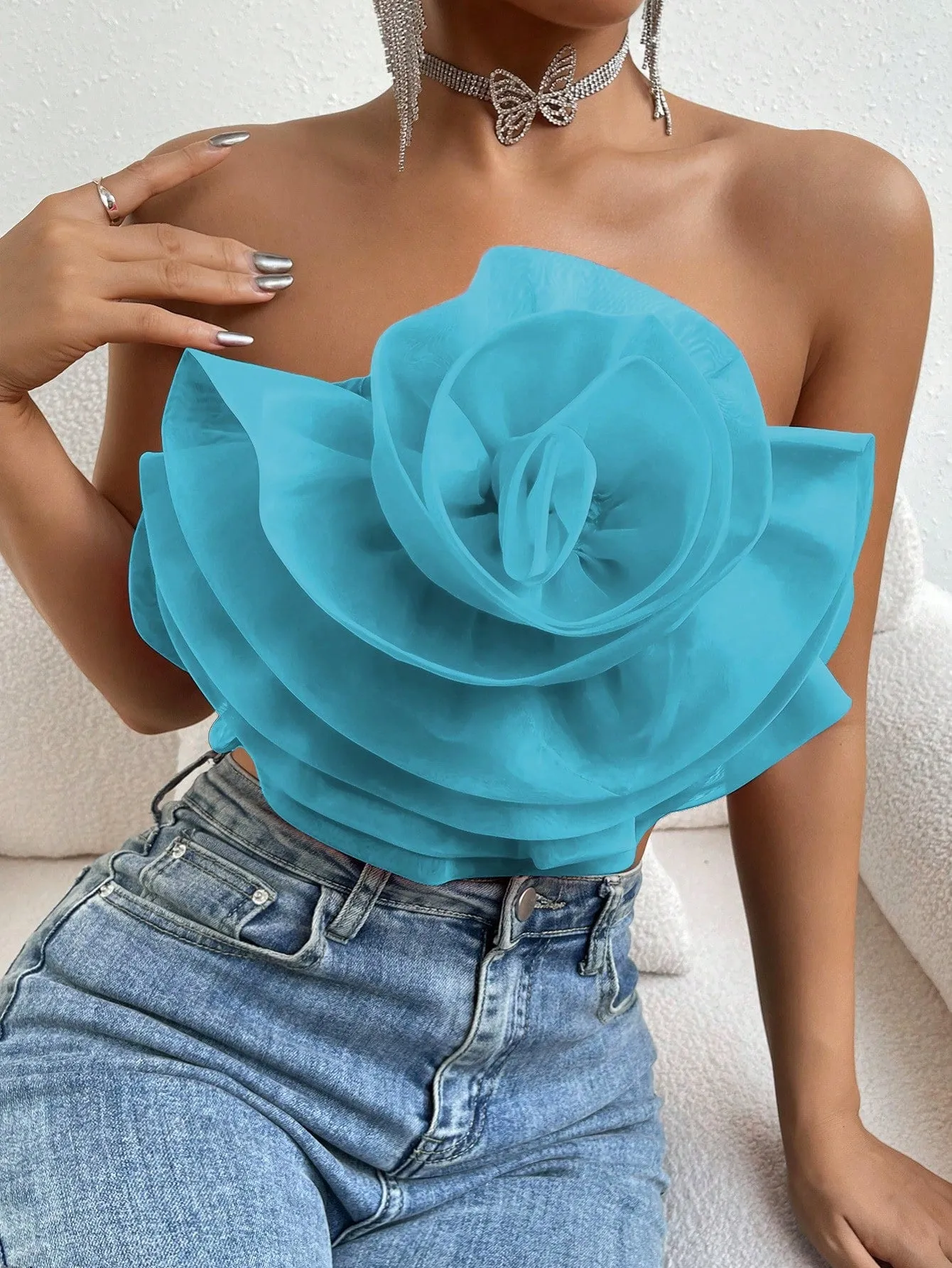 Love Story Rose Crop Tube Top