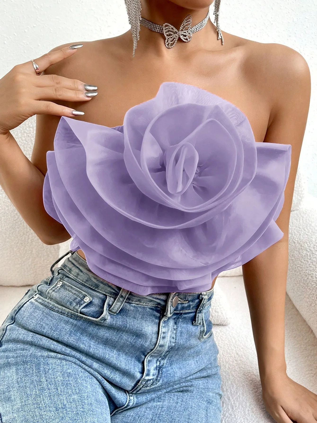 Love Story Rose Crop Tube Top