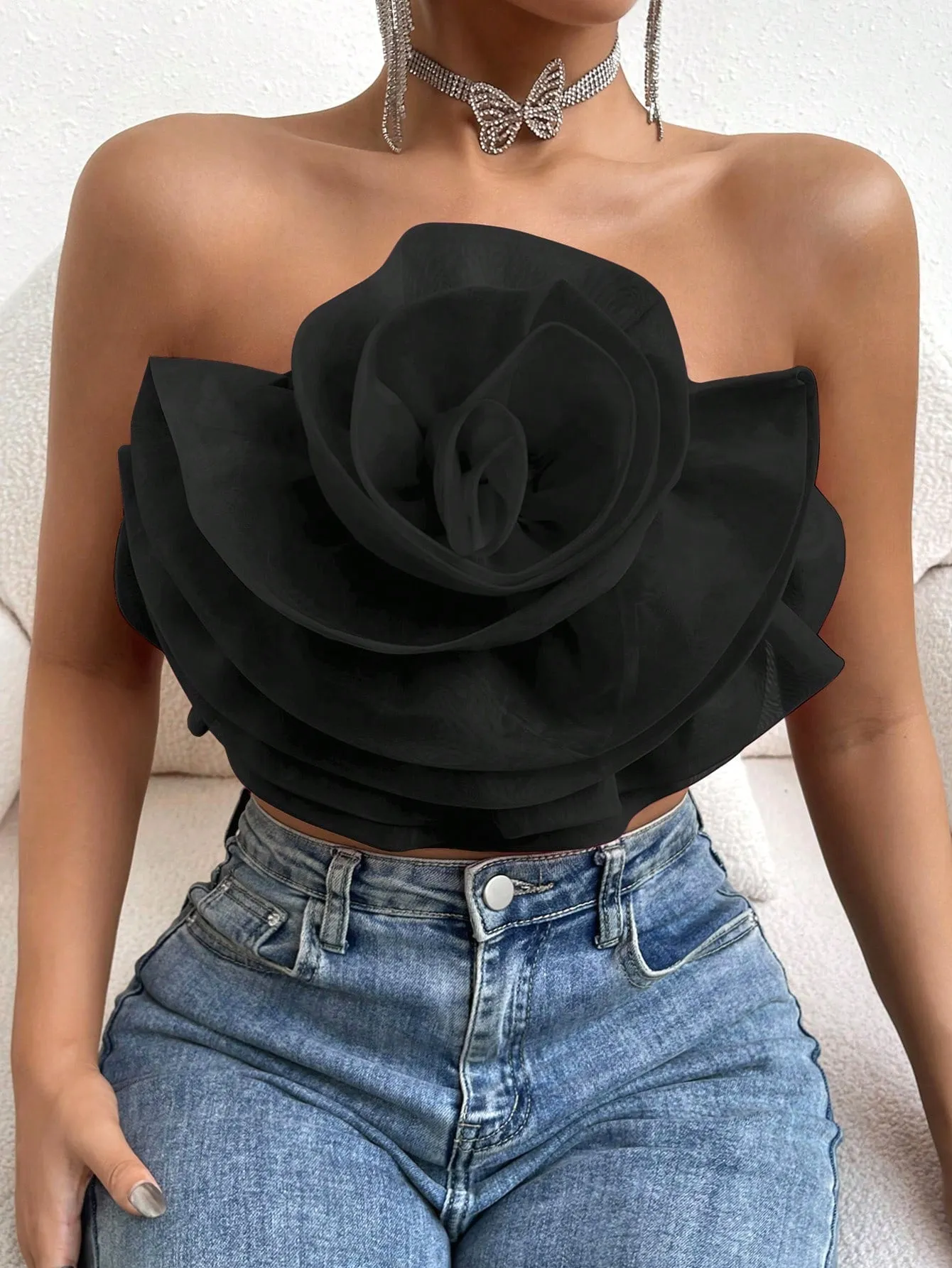 Love Story Rose Crop Tube Top