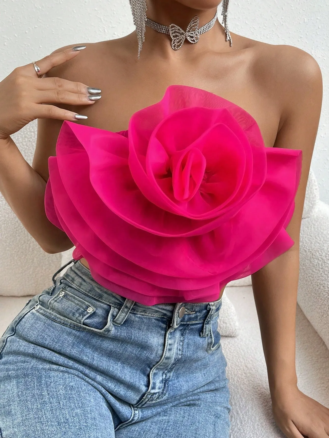 Love Story Rose Crop Tube Top