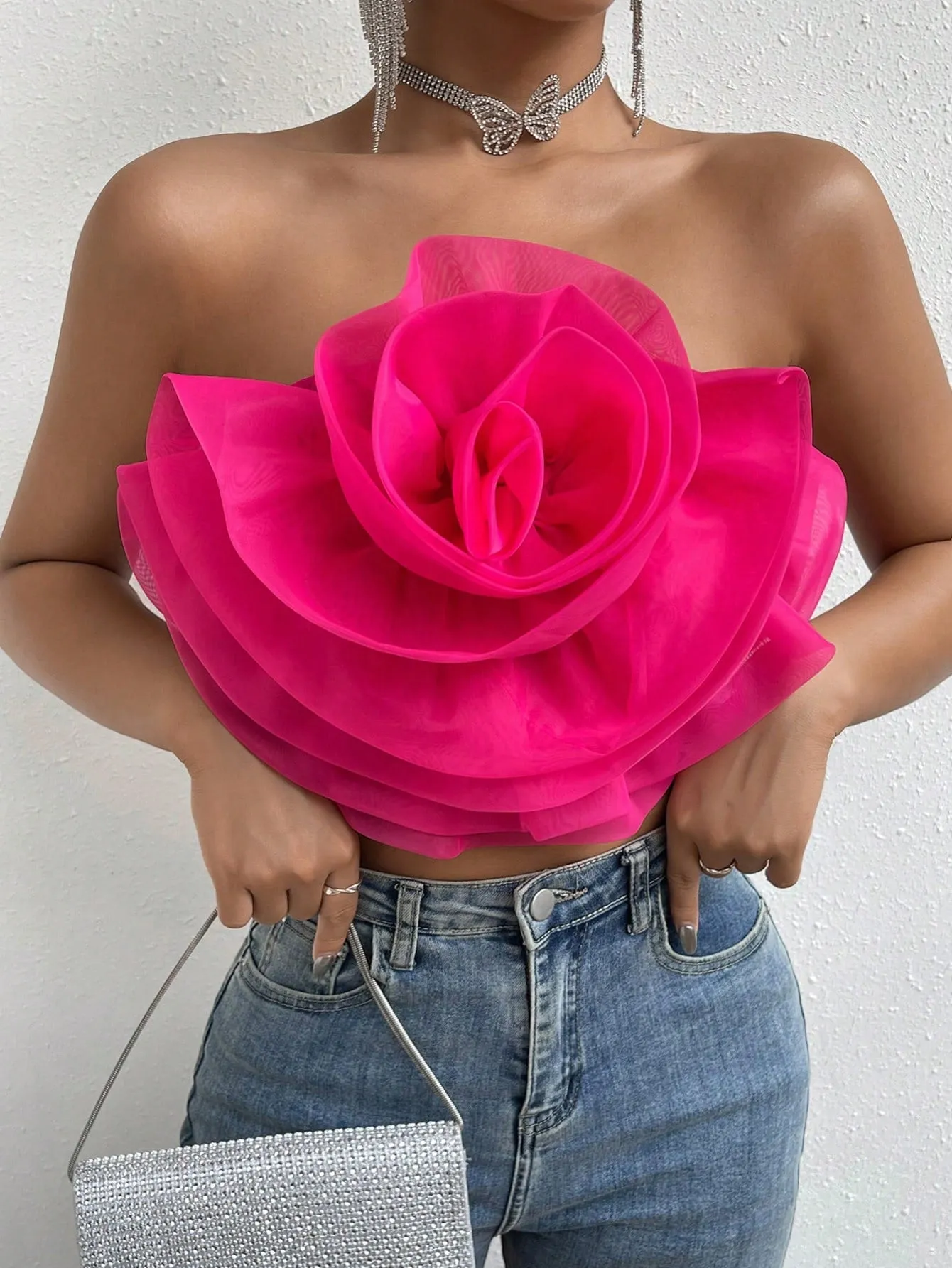 Love Story Rose Crop Tube Top