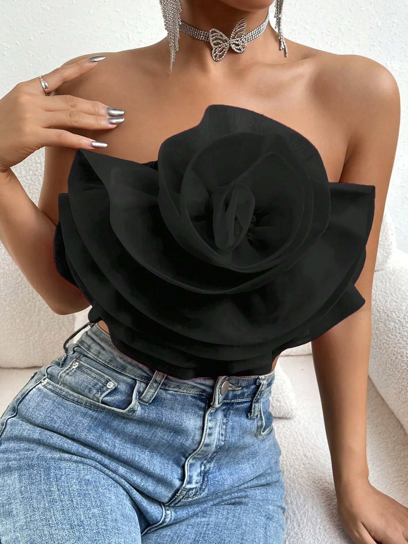 Love Story Rose Crop Tube Top