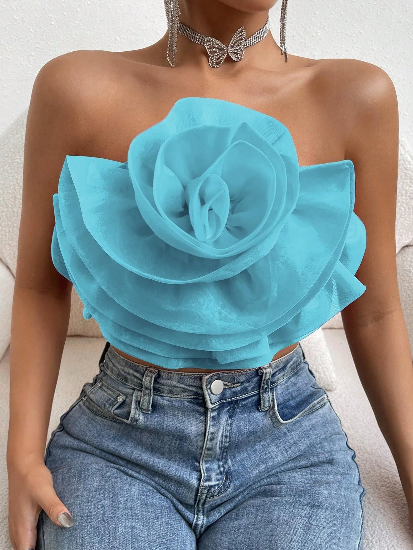 Love Story Rose Crop Tube Top