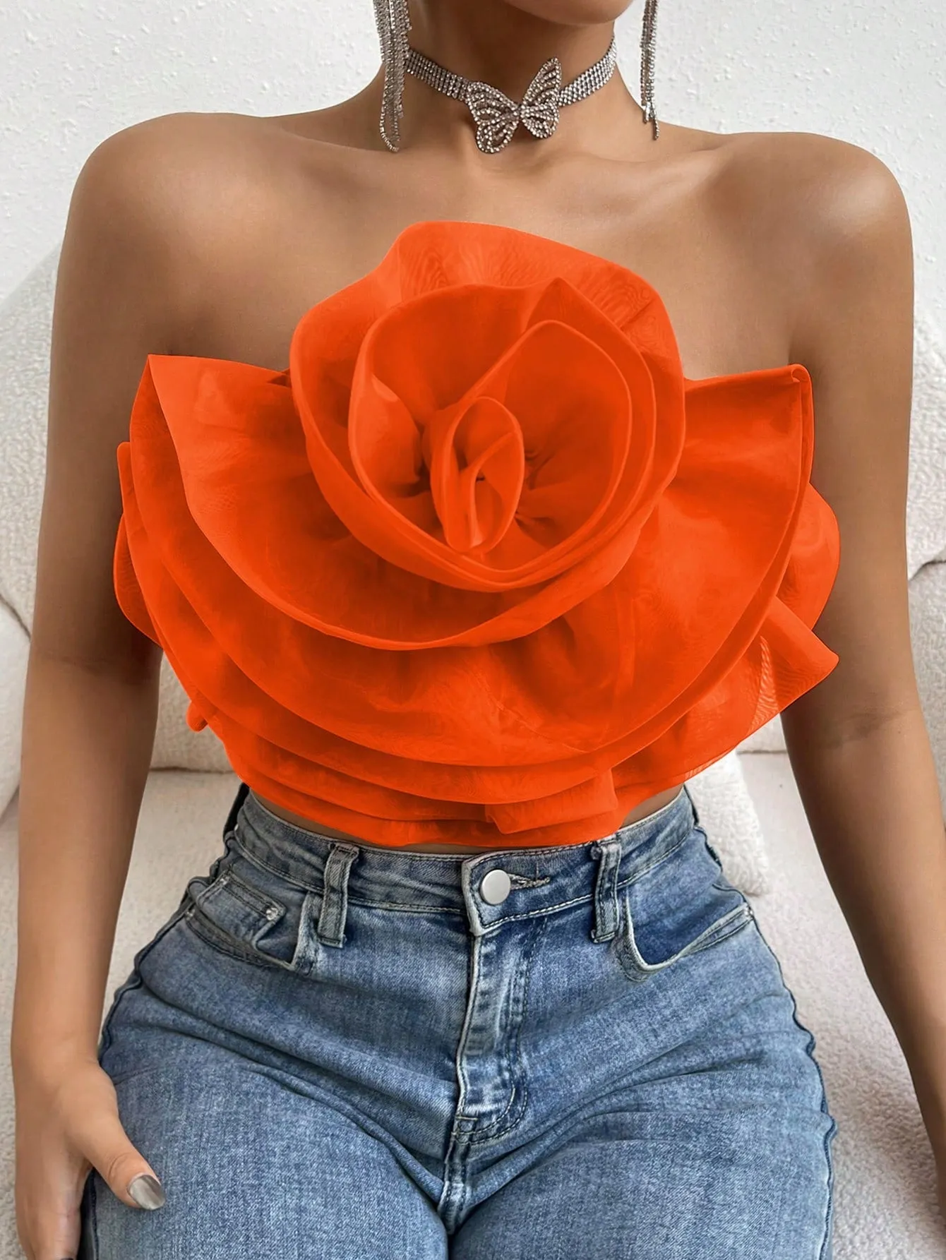 Love Story Rose Crop Tube Top