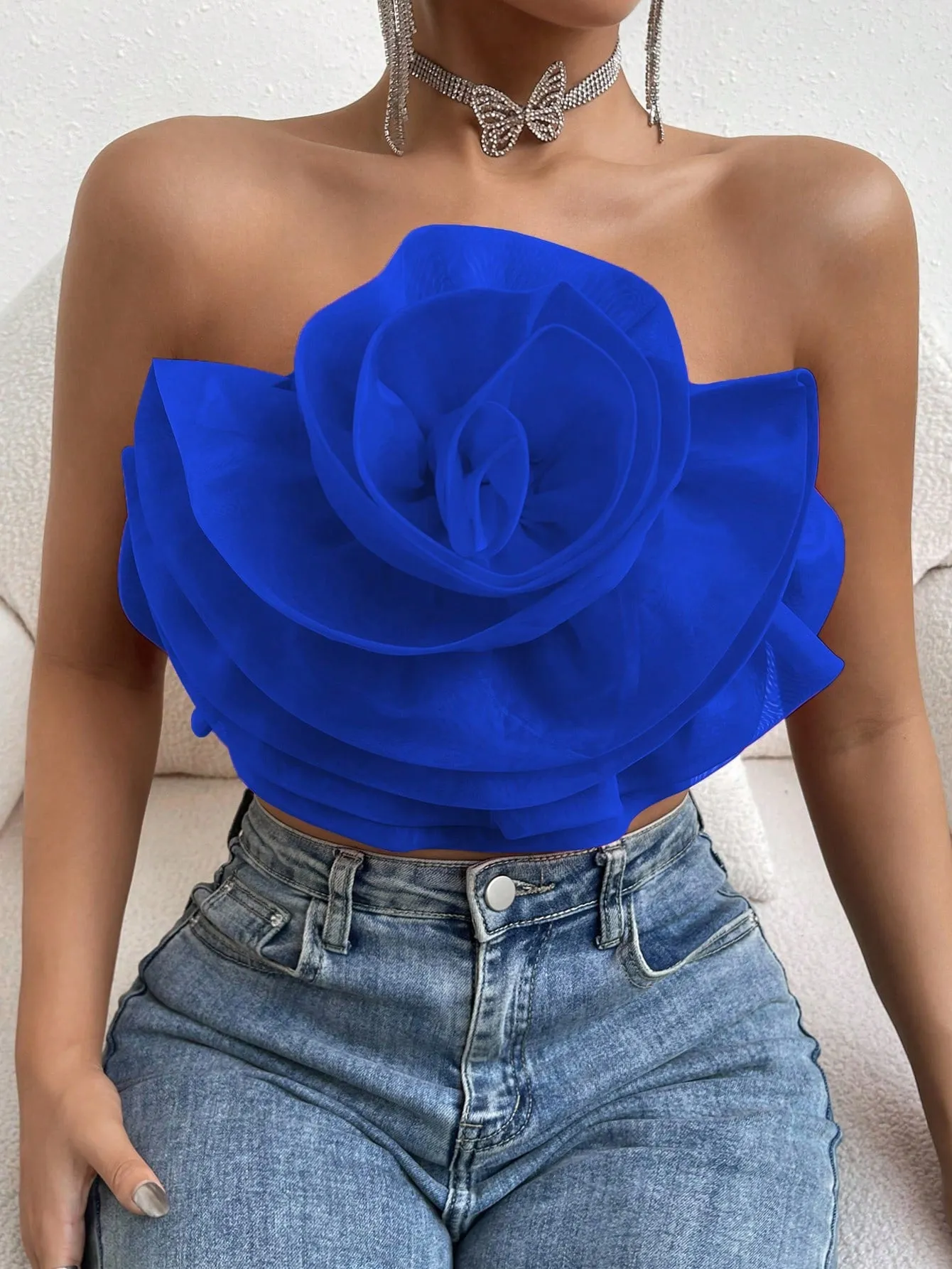 Love Story Rose Crop Tube Top