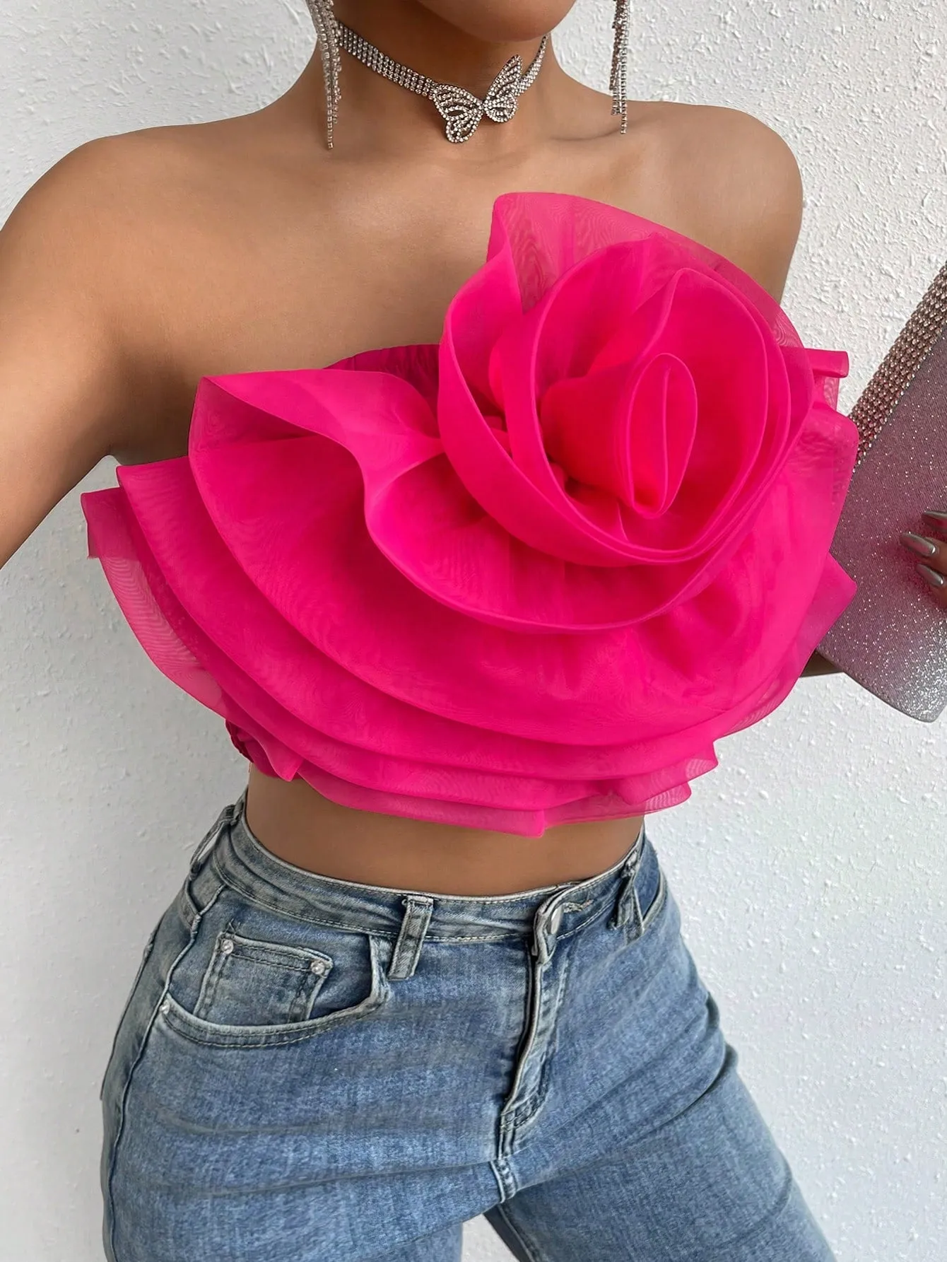 Love Story Rose Crop Tube Top
