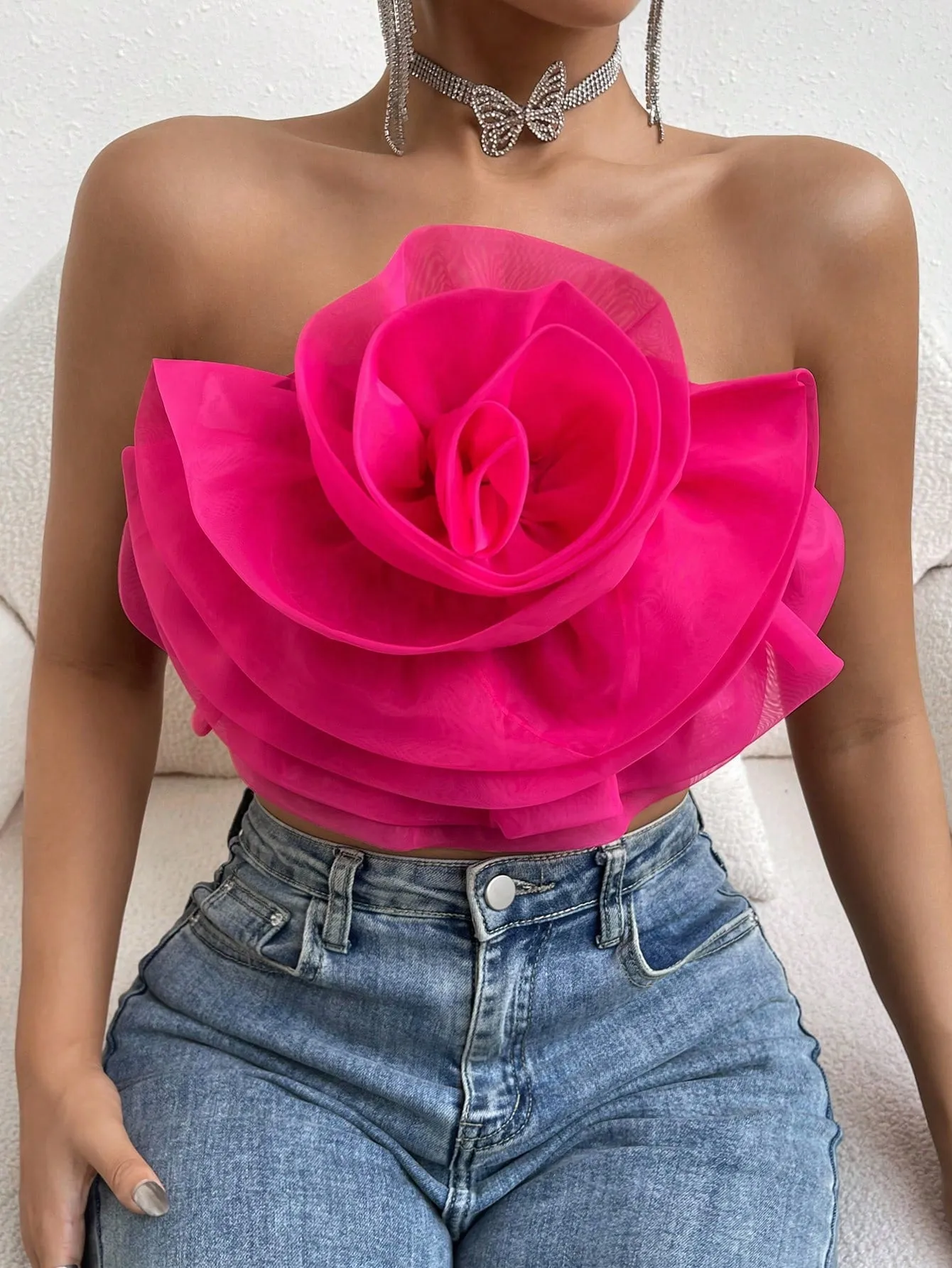 Love Story Rose Crop Tube Top