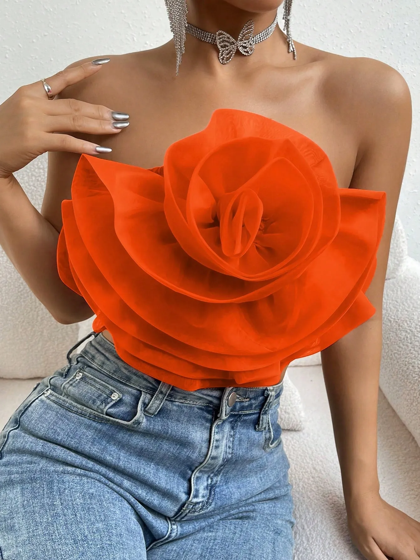 Love Story Rose Crop Tube Top