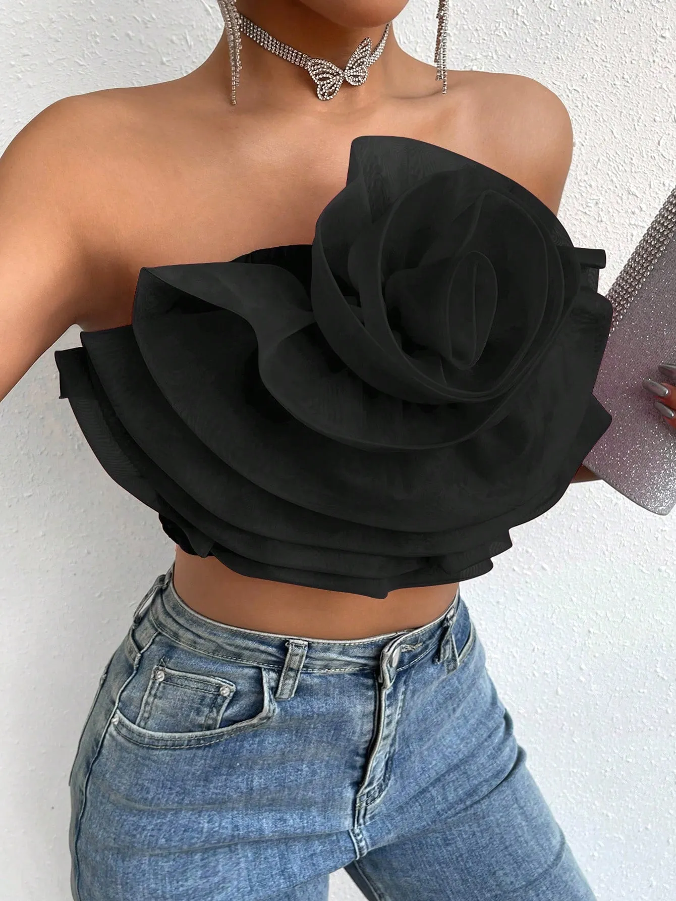 Love Story Rose Crop Tube Top