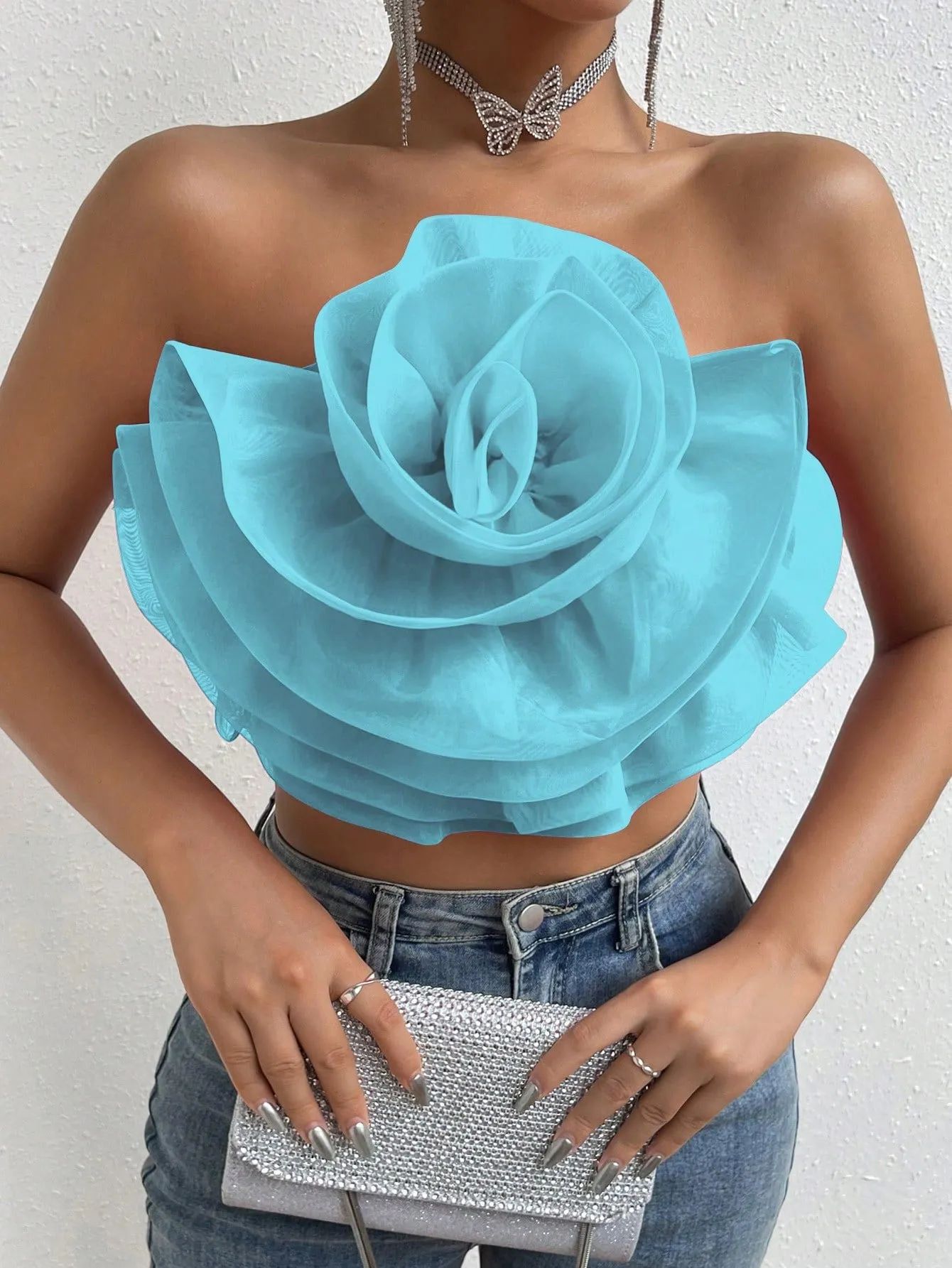 Love Story Rose Crop Tube Top