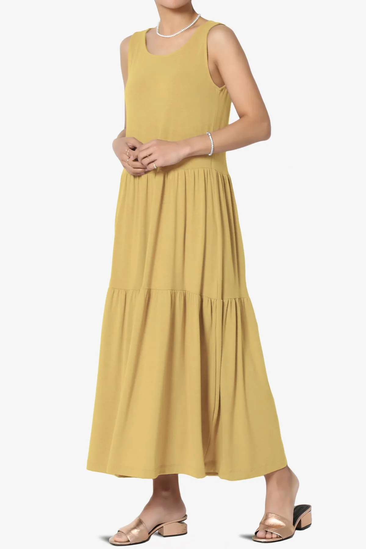 Macie Sleeveless Tiered Jersey Long Midi Dress