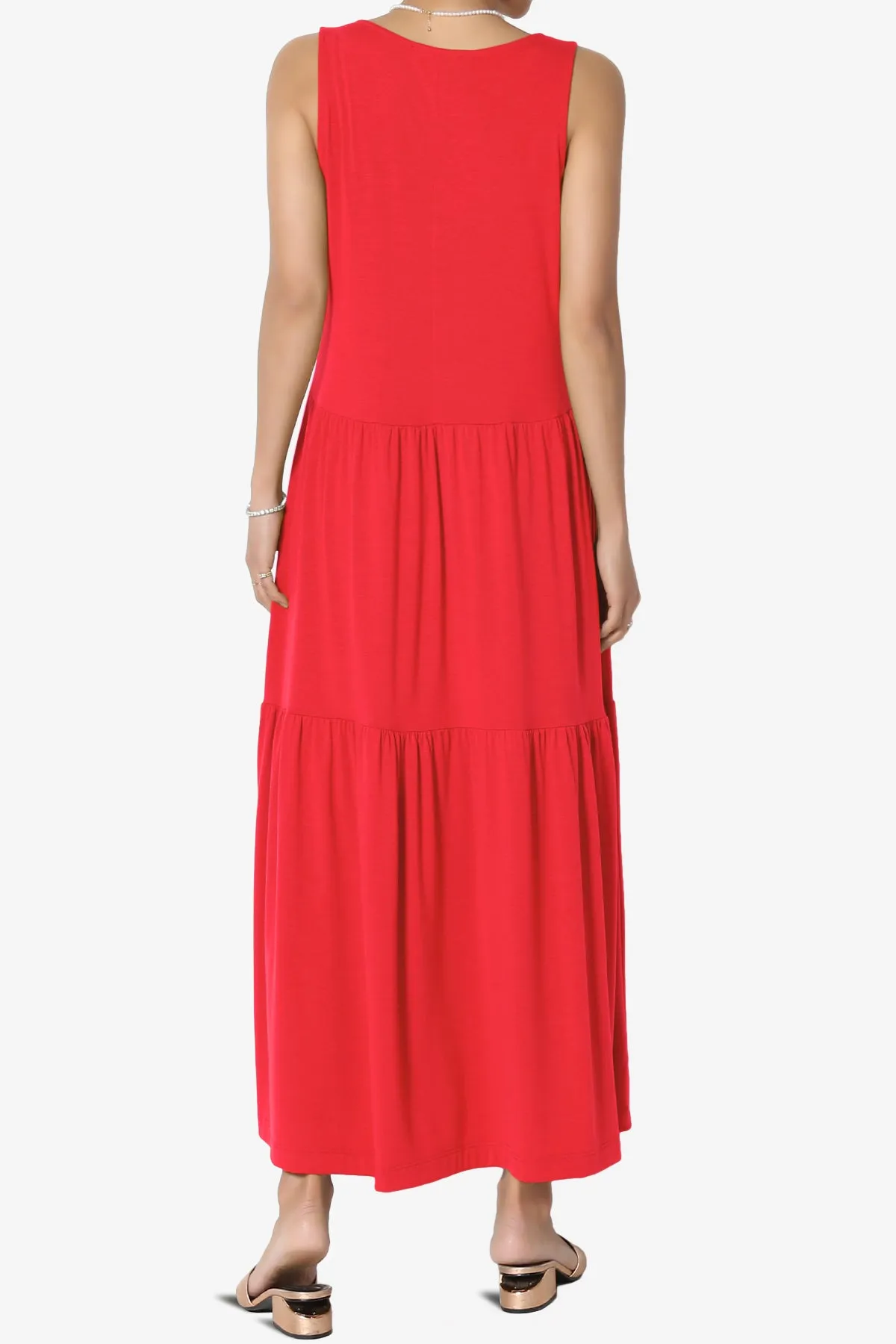 Macie Sleeveless Tiered Jersey Long Midi Dress